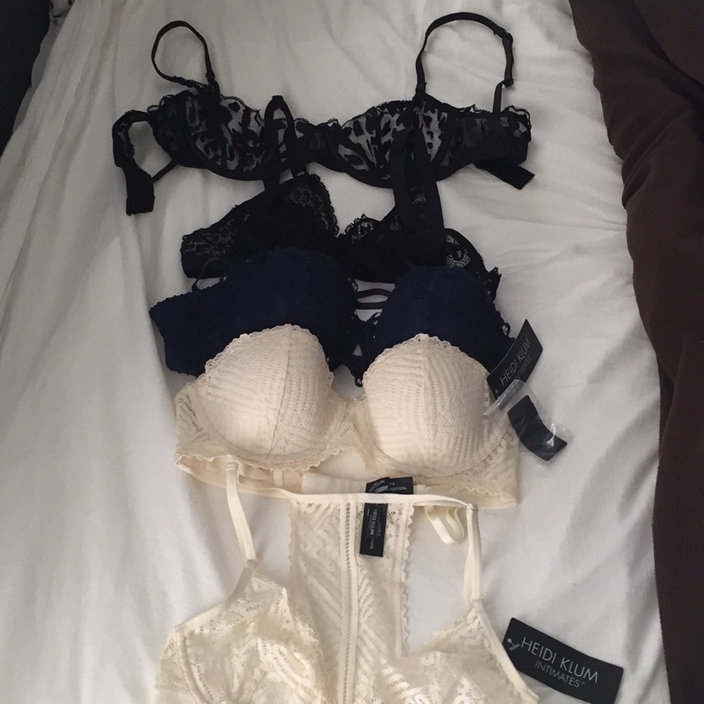 Never worn HK Intimates lace bras, all 5 for $30